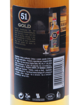 Aguardente cana Caghaça 51 Gold 0.70 Cl