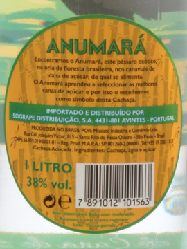 Aguardente Cachaça Anumara 1Lº X 38º