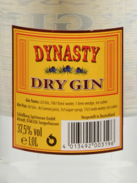 Gin Dry Dynasty 1Lºx37,5º.
